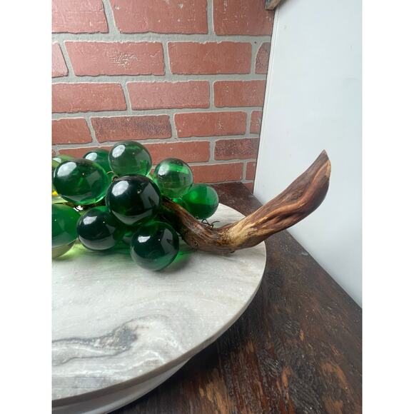 Vintage MCM Large Green Lucite Grapes Driftwood Cluster 14" - Picture 7 of 9